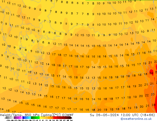 Z500/Rain (+SLP)/Z850 ECMWF Su 26.05.2024 12 UTC