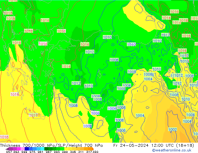 Thck 700-1000 hPa ECMWF  24.05.2024 12 UTC