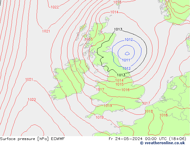 Luchtdruk (Grond) ECMWF vr 24.05.2024 00 UTC