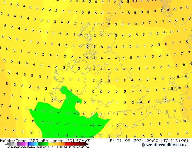 Z500/Rain (+SLP)/Z850 ECMWF 星期五 24.05.2024 00 UTC