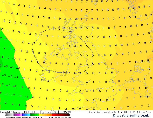 Z500/Regen(+SLP)/Z850 ECMWF zo 26.05.2024 18 UTC