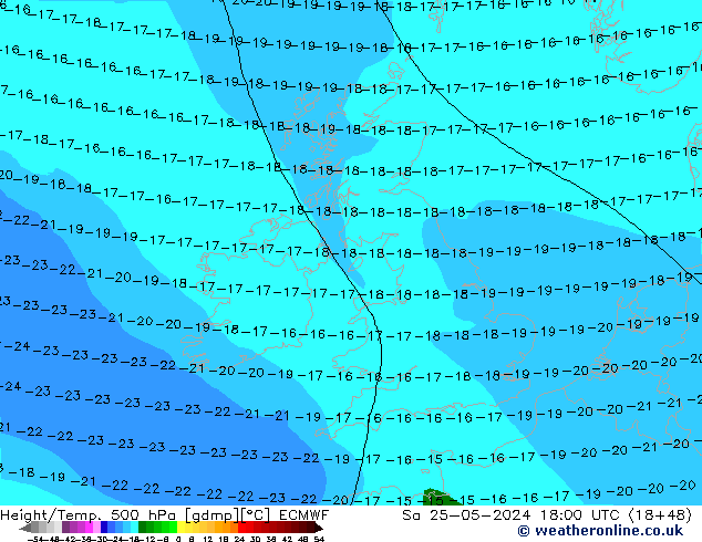 Z500/Rain (+SLP)/Z850 ECMWF  25.05.2024 18 UTC