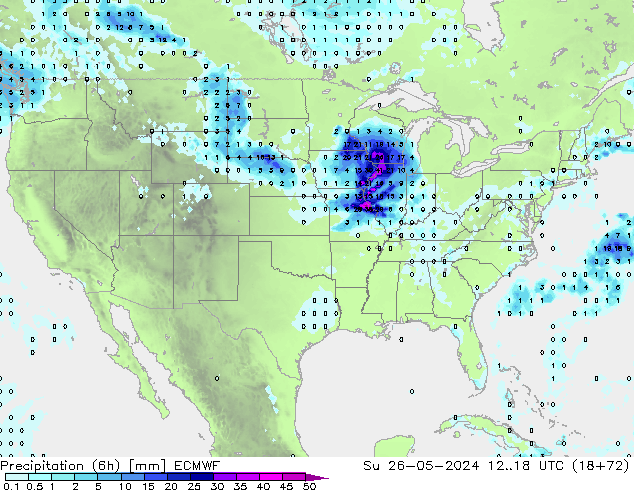 Z500/Rain (+SLP)/Z850 ECMWF Вс 26.05.2024 18 UTC