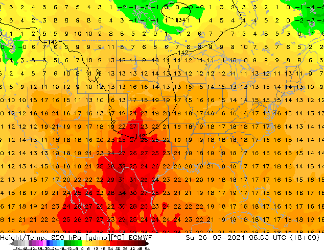 Z500/Rain (+SLP)/Z850 ECMWF dom 26.05.2024 06 UTC