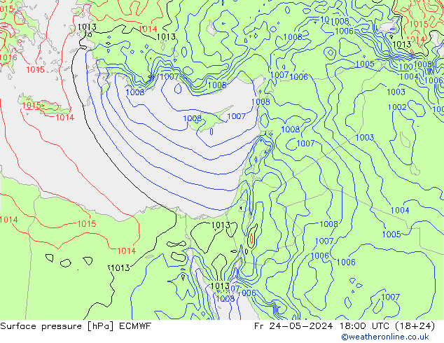 Surface pressure ECMWF Fr 24.05.2024 18 UTC