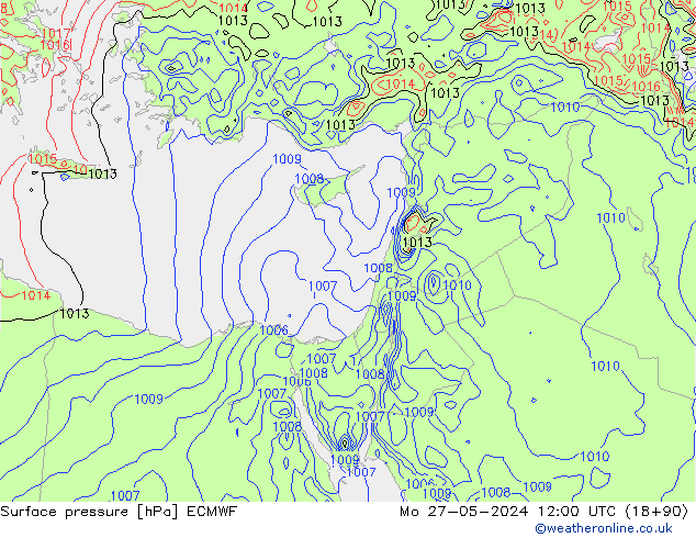 Bodendruck ECMWF Mo 27.05.2024 12 UTC