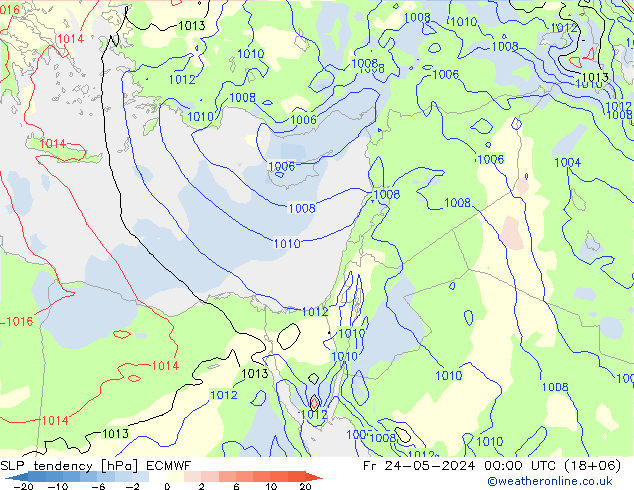 SLP tendency ECMWF Pá 24.05.2024 00 UTC