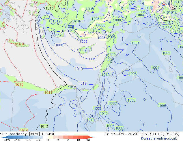 Tendenza di Pressione ECMWF ven 24.05.2024 12 UTC