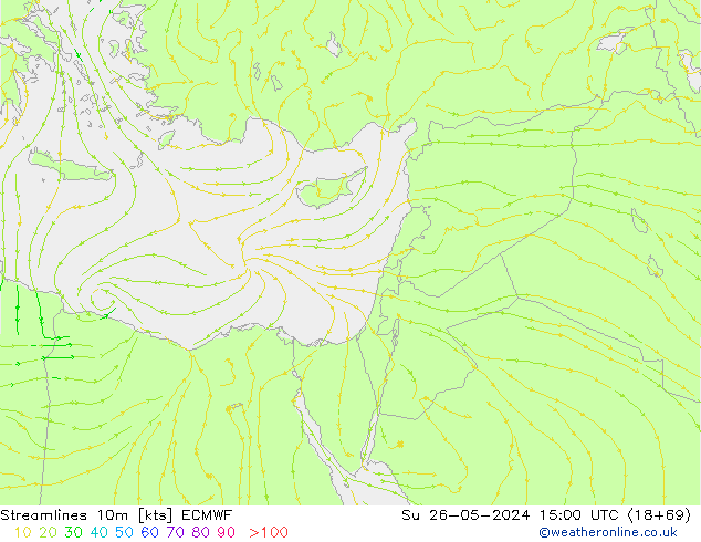 Streamlines 10m ECMWF Ne 26.05.2024 15 UTC