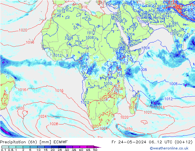 Yağış (6h) ECMWF Cu 24.05.2024 12 UTC