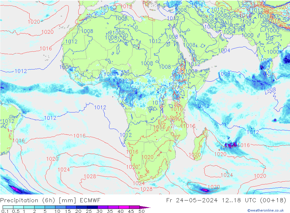 Z500/Rain (+SLP)/Z850 ECMWF vie 24.05.2024 18 UTC