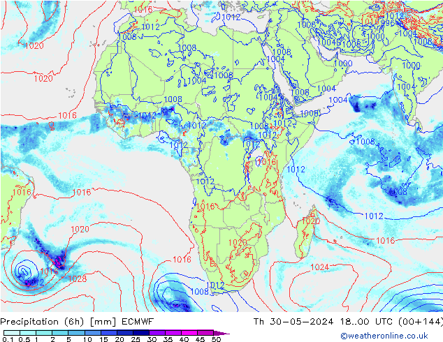 Z500/Yağmur (+YB)/Z850 ECMWF Per 30.05.2024 00 UTC