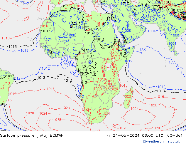 Yer basıncı ECMWF Cu 24.05.2024 06 UTC