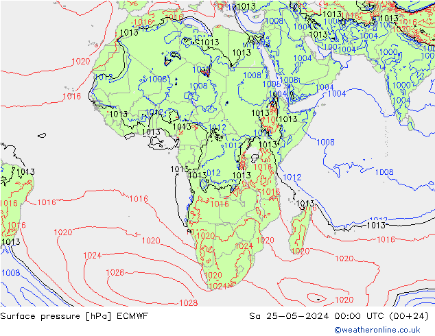 Surface pressure ECMWF Sa 25.05.2024 00 UTC