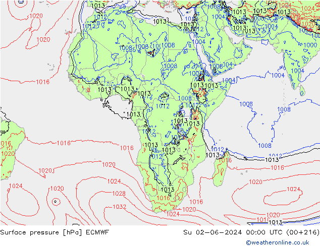 Bodendruck ECMWF So 02.06.2024 00 UTC