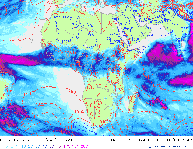 Précipitation accum. ECMWF jeu 30.05.2024 06 UTC