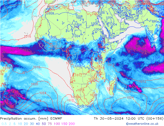 Precipitación acum. ECMWF jue 30.05.2024 12 UTC