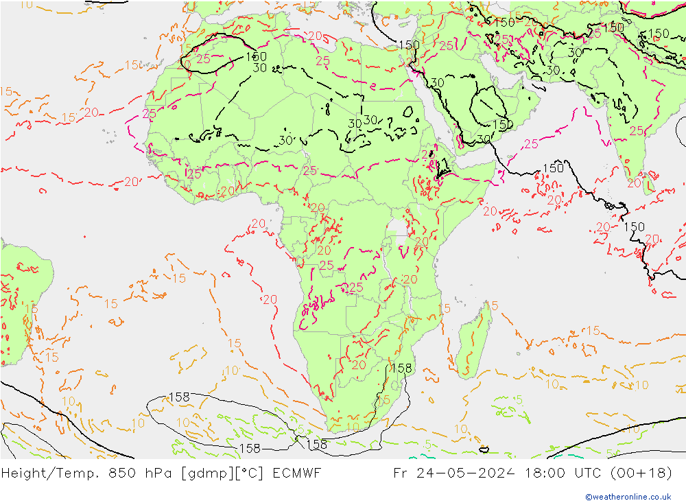 Z500/Rain (+SLP)/Z850 ECMWF vie 24.05.2024 18 UTC