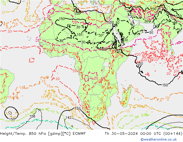 Z500/Rain (+SLP)/Z850 ECMWF jeu 30.05.2024 00 UTC