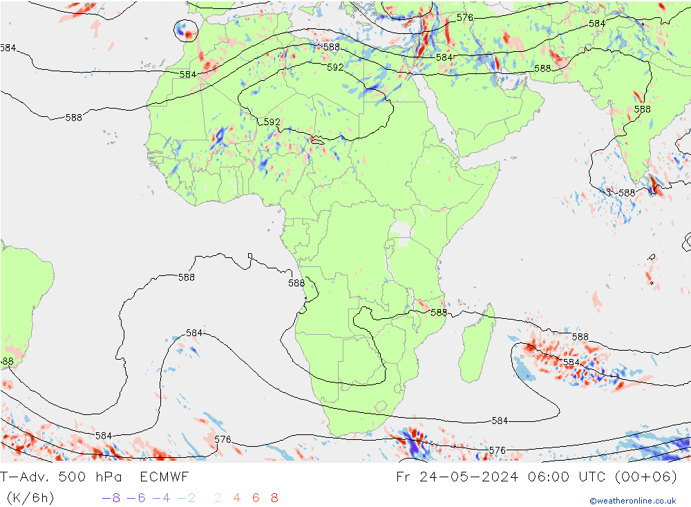 T-Adv. 500 hPa ECMWF Cu 24.05.2024 06 UTC