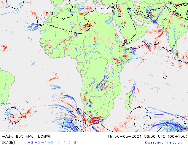 T-Adv. 850 hPa ECMWF Čt 30.05.2024 06 UTC