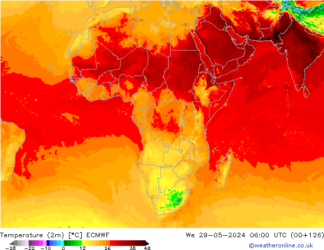 Temperatuurkaart (2m) ECMWF wo 29.05.2024 06 UTC