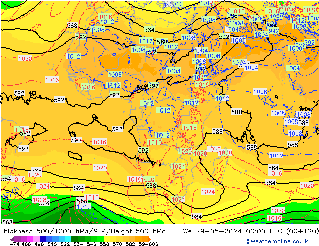 Dikte 500-1000hPa ECMWF wo 29.05.2024 00 UTC