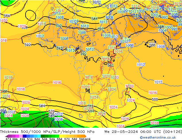 Dikte 500-1000hPa ECMWF wo 29.05.2024 06 UTC