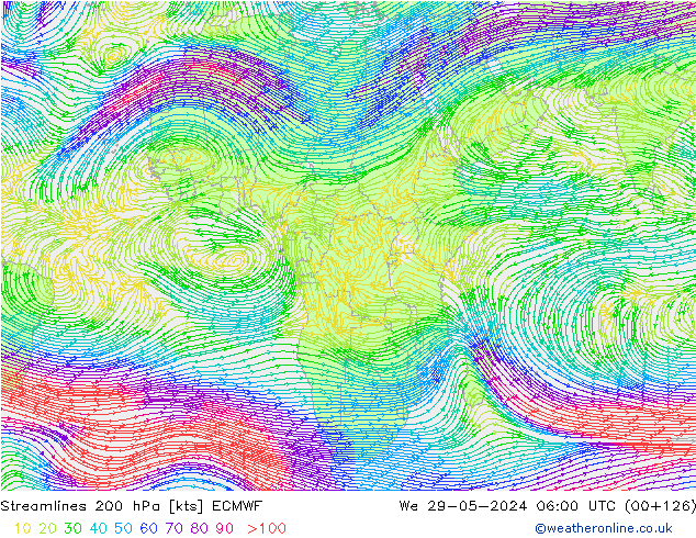 Stroomlijn 200 hPa ECMWF wo 29.05.2024 06 UTC