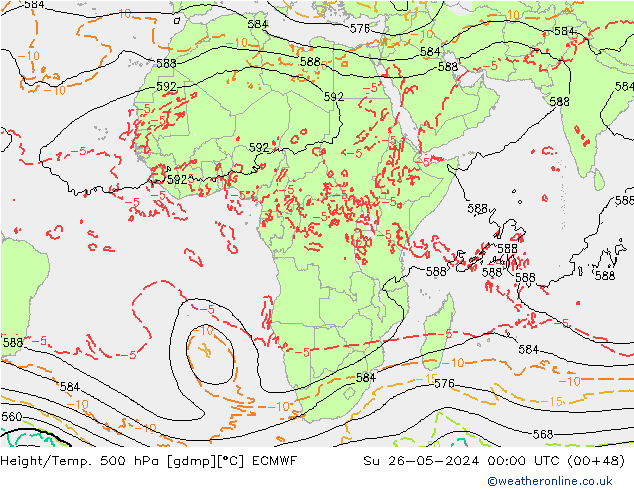 Z500/Rain (+SLP)/Z850 ECMWF dim 26.05.2024 00 UTC