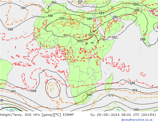 Height/Temp. 500 hPa ECMWF Su 26.05.2024 06 UTC