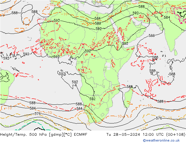 Z500/Yağmur (+YB)/Z850 ECMWF Sa 28.05.2024 12 UTC