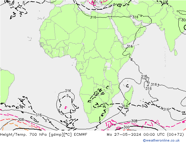 Hoogte/Temp. 700 hPa ECMWF ma 27.05.2024 00 UTC
