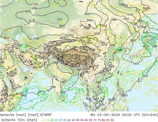 Isotachs (mph) ECMWF Mo 03.06.2024 00 UTC