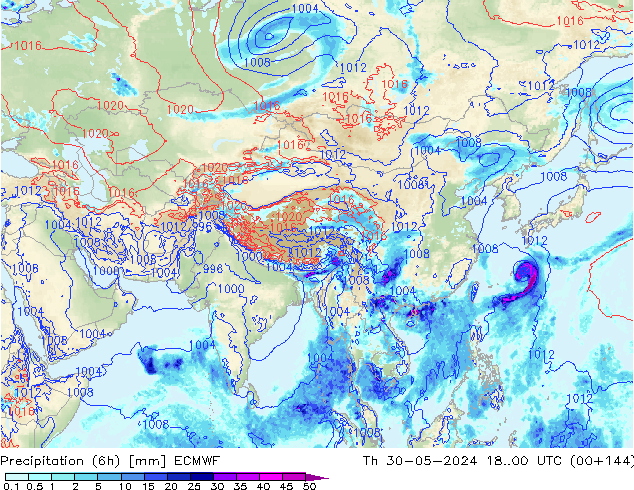 Z500/Rain (+SLP)/Z850 ECMWF  30.05.2024 00 UTC