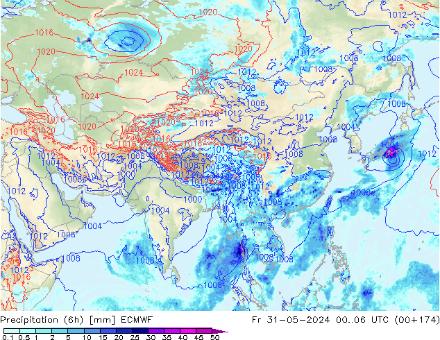 Z500/Rain (+SLP)/Z850 ECMWF Fr 31.05.2024 06 UTC