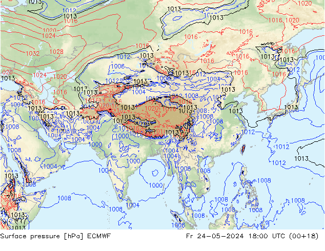 ciśnienie ECMWF pt. 24.05.2024 18 UTC