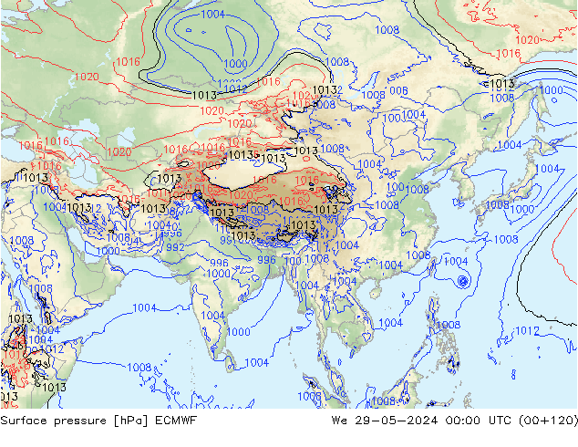 Surface pressure ECMWF We 29.05.2024 00 UTC