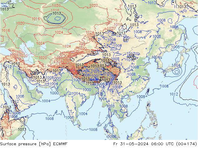 Surface pressure ECMWF Fr 31.05.2024 06 UTC