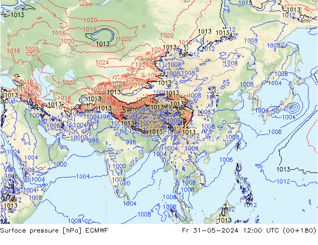 Surface pressure ECMWF Fr 31.05.2024 12 UTC