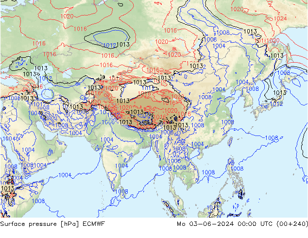 Luchtdruk (Grond) ECMWF ma 03.06.2024 00 UTC