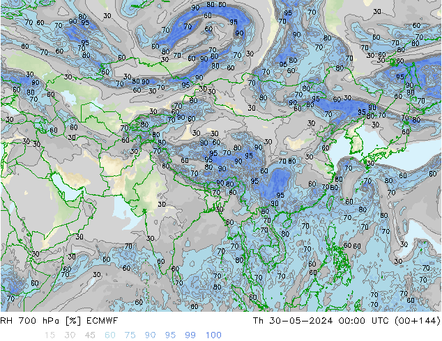 RH 700 hPa ECMWF Th 30.05.2024 00 UTC