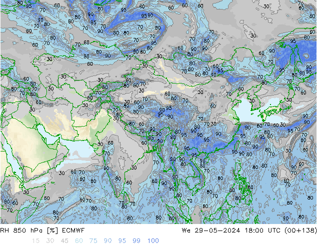 RH 850 hPa ECMWF St 29.05.2024 18 UTC