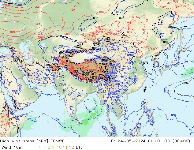 High wind areas ECMWF  24.05.2024 06 UTC