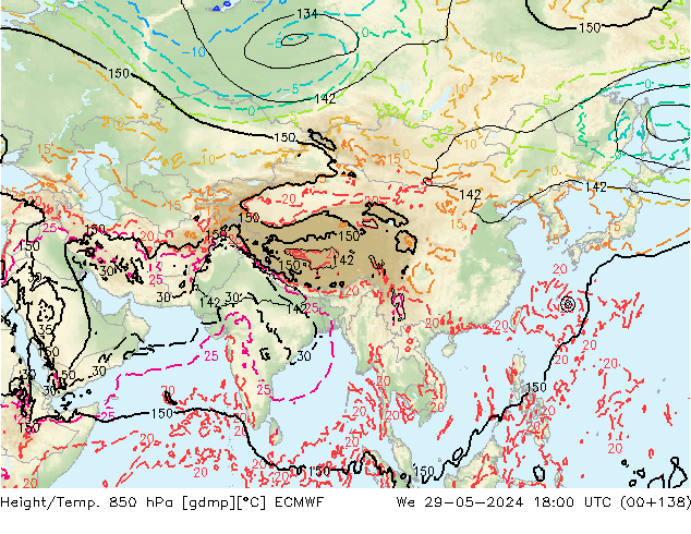 Z500/Rain (+SLP)/Z850 ECMWF mié 29.05.2024 18 UTC