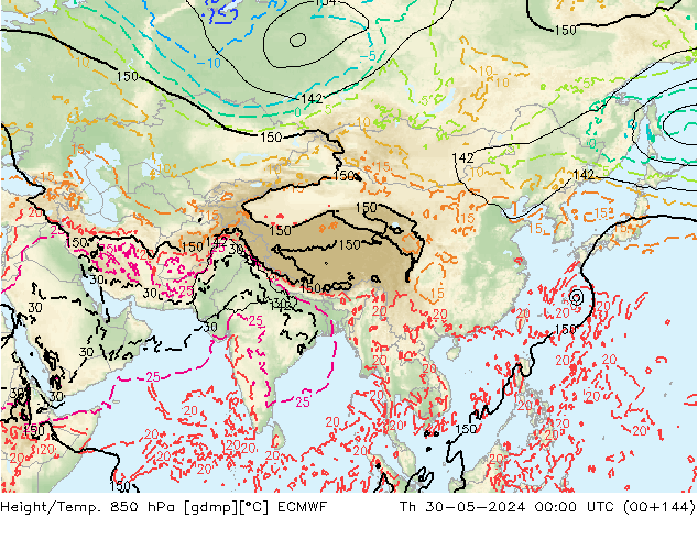 Z500/Rain (+SLP)/Z850 ECMWF  30.05.2024 00 UTC