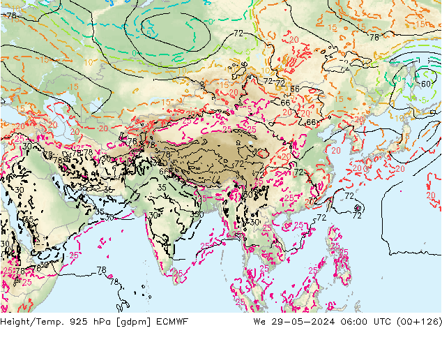 Height/Temp. 925 hPa ECMWF We 29.05.2024 06 UTC