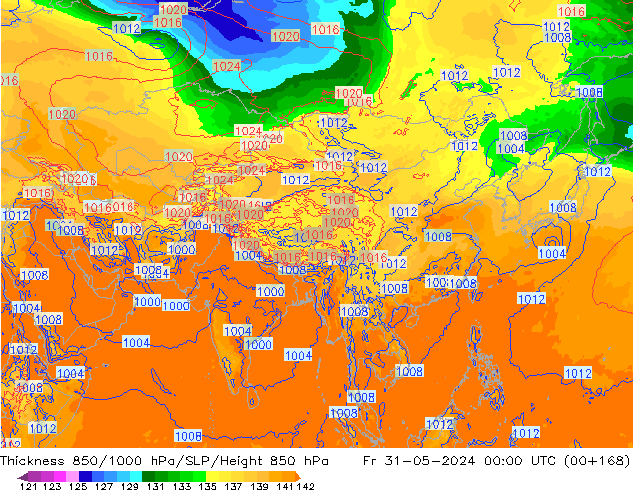 Thck 850-1000 hPa ECMWF pt. 31.05.2024 00 UTC