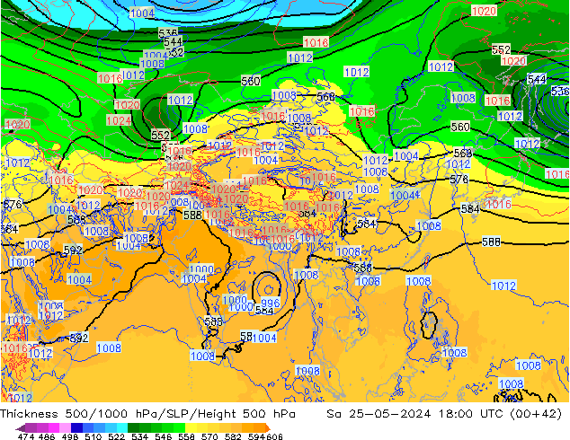 Thck 500-1000hPa ECMWF Sa 25.05.2024 18 UTC