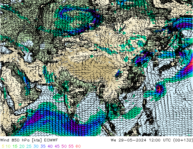 Wind 850 hPa ECMWF wo 29.05.2024 12 UTC